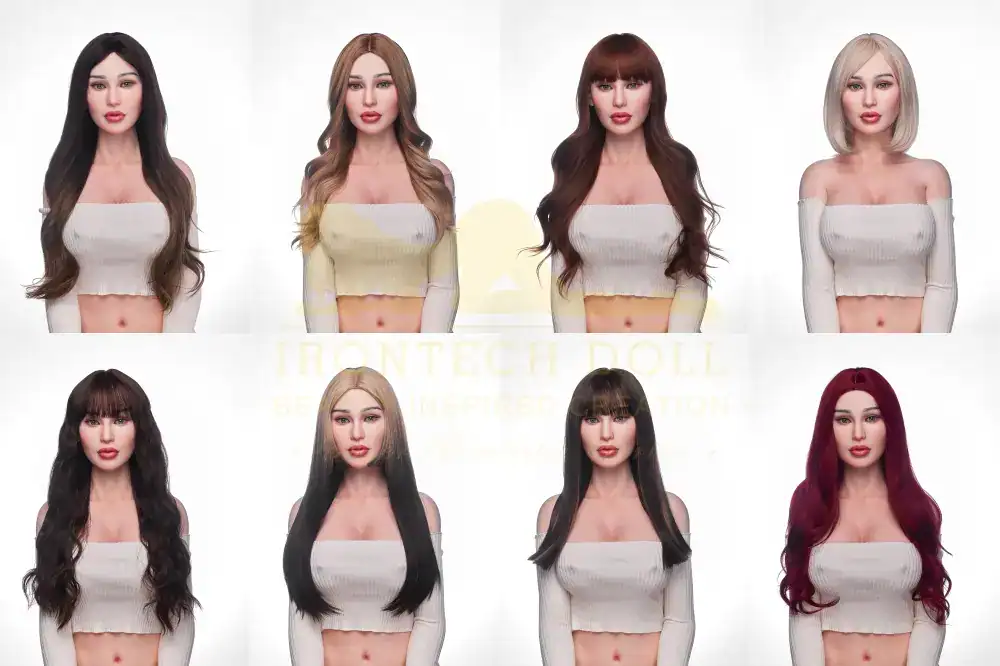 Realistic sex dolls with diverse hairstyles and hair colors, designed for companionship and intimacy.